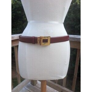 Vintage Lancel Belt France Red Leather Gold Buckle Women's L/XL Designer